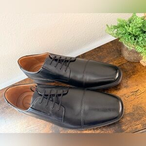 Clarks Tilden Cap Oxford Dress Shoes | Black Leather | Men’s 12 Wide | New